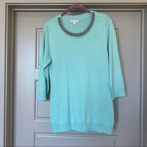 New York and Company Aqua Sweater Size M